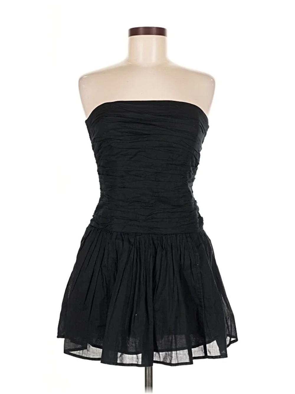 Abercrombie & Fitch Strapless Ruched Drop Waist Cotton Mini Dress